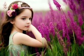 AI合成唯美花海小萝莉写真图片